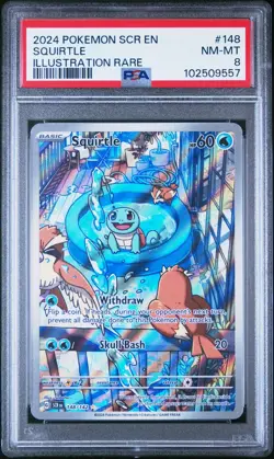 Pokemon TCG Squirtle 148/142 Stellar Crown Illustration Rare PSA 8 - Image 1