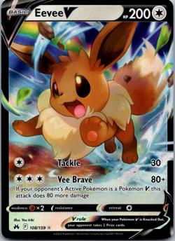 Eevee V 108/159 Ultra Rare Crown Zenith Pokemon TCG NM Holo Foil SWSH Near Mint - Image 1