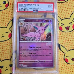 2025 POKEMON PRE EN-PRISMATIC EVOLUTIONS POKE BALL REVERSE HOLO ESPEON PSA 9 - Image 1