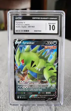 Pokemon Battle Styles Ultra Rare Tyranitar V 097/163 CGC 10 Gem Mint - Image 1