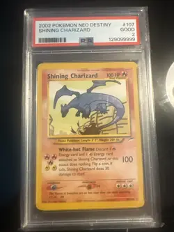 2002 Pokemon TCG Shining Charizard Neo Destiny Holo PSA 2 Good #107 - Image 1