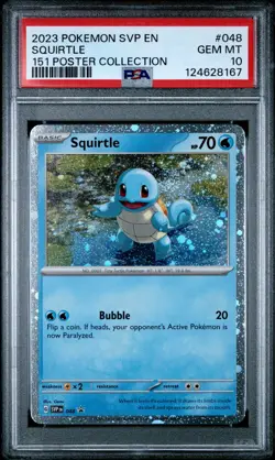 2023 POKEMON SVP EN-SV BLACK STAR PROMO 151 POSTER COLL #048 SQUIRTLE PSA 10 - Image 1