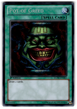 YUGIOH POT OF GREED SECRET RARE 1ST EDITION NM LCJW-EN061 - Image 1