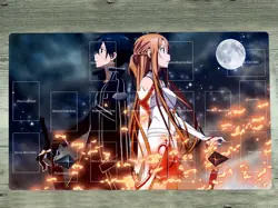 YGOmat Playmat Sword Art Online TCG CCG Mat Asuna Yuuki & Kirito Card Play Mat - Image 1
