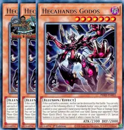 Yugioh! 3x Hecahands Godos PHRE-EN003 Rare 1st Ed NM - Image 1