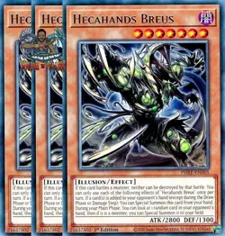 Yugioh! 3x Hecahands Breus PHRE-EN005 Rare 1st Ed NM - Image 1