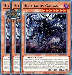 Yugioh! 3x Hecahands Gaigas PHRE-EN004 Rare 1st Ed NM - Image 1