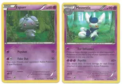 Pokemon Cards: Meowstic 43/106 & Espurr 42/106 XY Flashfire Set Rare! GD - Image 1