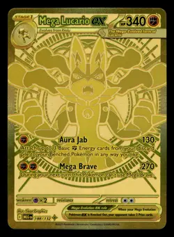 Mega Lucario ex 188/132 Gold Hyper Rare Mega Evolution Pokemon Card - Image 1