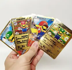 Pikachu Mario Pokemon Promo Gold Metal Card Collectible Gift/Display Hot！ - Image 1