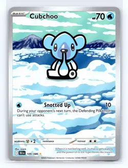 Pokemon TCG - Cubchoo BLK EN 109/86 Black Bolt Illustration Rare - Image 1