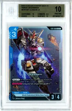 BGS Pristine 10 Gundam Card Game Gundam RX-78-2 ST01-001 LR Gundam Beta 2024 - Image 1