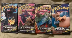 Pokemon: Sun & Moon - Team Up Booster Packs ART SET -4 Packs, 10 Cards Each Pack - Image 1