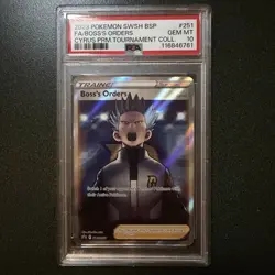 Pokemon PSA 10 Boss's Orders SWSH251 Black Star Promo Cyrus Premium Collection - Image 1