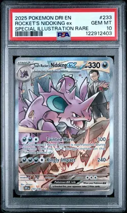 2025 POKEMON DRI EN-DESTINED RIVALS #233 TEAM ROCKET'S NIDOKING EX PSA 10 - Image 1