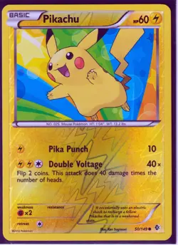 2012 POKEMON PIKACHU 50/149 BLACK & WHITE BOUNDARIES CROSSED REVERSE HOLO NM (P2 - Image 1