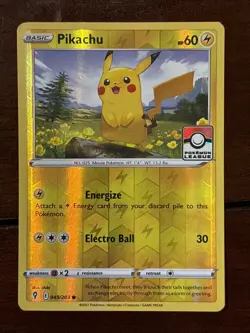 Pokemon Evolving Skies Pikachu 049/203 Reverse Holo League Prize Pack Stamped - Image 1