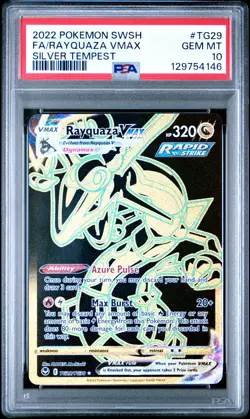 2022 POKEMON SWORD & SHIELD SILVER TEMPEST #TG29 FULL ART/RAYQUAZA VMAX PSA 10 - Image 1