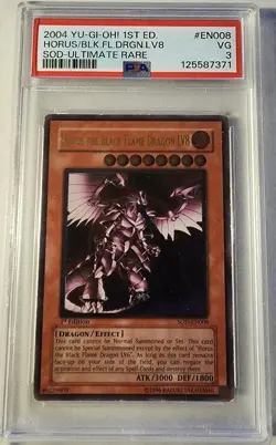 2004 YU-GI-OH Horus the Black Flame Dragon SOD-EN008 ULT. RARE 1st ED PSA 3 - Image 1