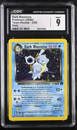 CGC 9 MINT Dark Blastoise 2000 Team Rocket 3/82 Holo SWIRL Pokemon Card - Image 1