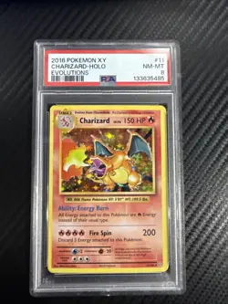 Pokemon TCG Charizard Evolutions Holo Rare Card PSA 8 XY 11/108 - Image 1