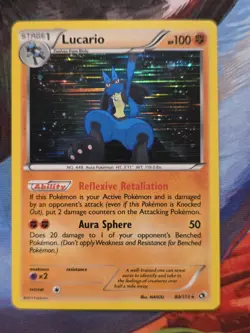 Lucario 80/113 B&W Legendary Treasures Holo Pokemon Card - Image 1