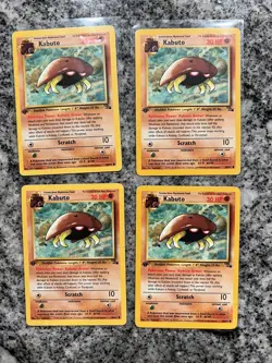 4 X 1st Edition Kabuto - Fossil - #50/62 - Vintage Pokemon Card 1999 WOTC MP - Image 1
