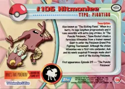 Hitmonlee # 106 - Topps Series Blue Logo Pokemon Card LP/NM - Image 2