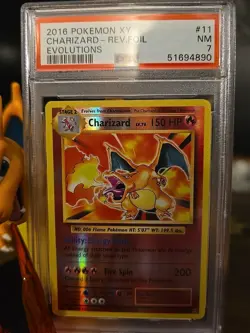 Pokemon TCG Charizard Evolutions 11/108 Reverse Holo Rare Card PSA 7 - Image 1