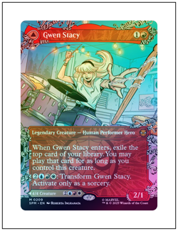 1x Gwen Stacy 0209, Borderless Art Foil, Magic MTG NM - Image 1