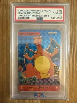 Charizard Pokemon Prism 186 Carddass Series 5 Bandai Jpn 1999 Vending PSA 10 - Image 1