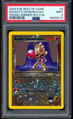 2003 Pokemon Rocket's Hitmonchan Promo Winner Reverse Foil Best of Game #9 PSA 9 - Image 1