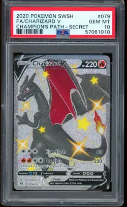 2020 Pokemon Charizard V Champion's Path Full Art Secret Rare #079 PSA 10 - Image 1