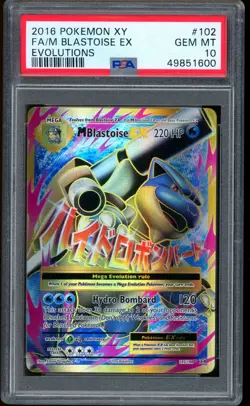 2016 Pokemon M Blastoise EX Evolutions Full Art XY #102 PSA 10 GEM MINT - Image 1