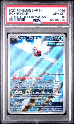 2023 POKEMON PARADOX RIFT POKEMON CENTER ETB PROMO SVP #066 IRON BUNDLE PSA 10 - Image 1