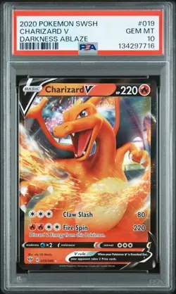 2020 Pokemon Sword & Shield Charizard V 019/189 Darkness Ablaze PSA 10 - Image 1