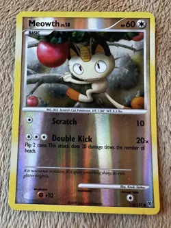 2009 Pokemon TCG DP Supreme Victors Meowth Reverse Holo Card 114/147 MP - Image 1