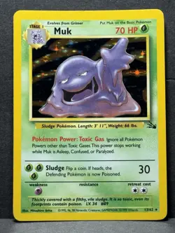 Pokemon Muk TCG Fossil Card 13/62 Holo Unlimited Rare LP - Image 1