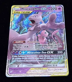 Pokemon TCG Unified Minds Mewtwo Mew GX Card 71/236 Near Mint Condition - Image 1