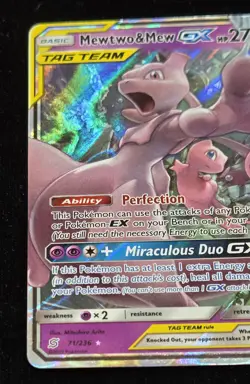 Pokemon TCG Unified Minds Mewtwo Mew GX Card 71/236 Near Mint Condition - Image 5