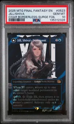 MTG Final Fantasy Jill Shiva's Dominant 0523 Borderless Surge Foil PSA 10 Shiva - Image 1