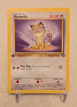 Meowth 56/64 1st Edition Jungle Pokemon - Nice Card / LP - Image 1