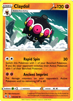 Claydol 145/264 Fusion Strike Rare Near Mint Pokemon DNA GAMES - Image 1