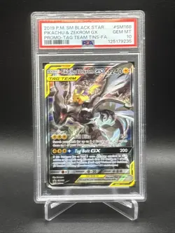 2019 POKEMON SM BLACK STAR PROMO #SM168 FULL ART/PIKACHU & ZEKROM GX PSA 10 - Image 1