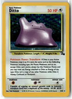 Ditto ⭐ 3/62 Holo Rare Fossil 1999 Pokemon LP - Image 1