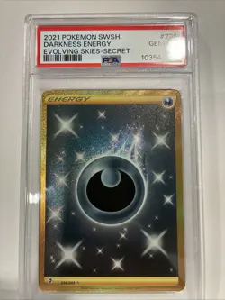 2021 POKEMON SWORD & SHIELD EVOLVING SKIES SECRET #236 DARKNESS ENERGY PSA 10 - Image 2