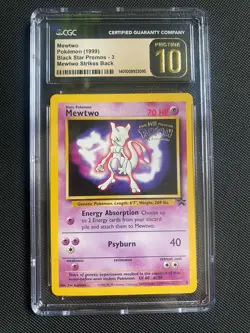 Mewtwo 1999 Pokemon Movie Black Star Promo Card #3 CGC Pristine 10 Black Label - Image 1