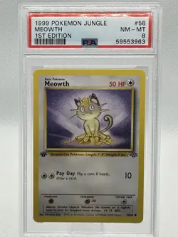 Pokemon TCG Meowth Jungle Card 56/64 1st Edition Common - Image 1