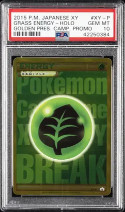 2015 POKEMON JPN XY PROMO GOLDEN PRESENT CAMPAIGN #XY-P GRASS ENERGY-HOLO PSA 10 - Image 1