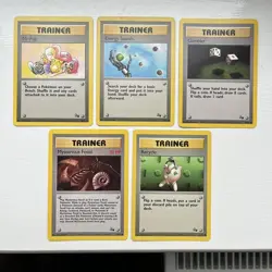 Vintage Pokemon Fossil Cards Bundle Rares Mr Fuji 58 Energy Search 59 Gambler 60 - Image 1
